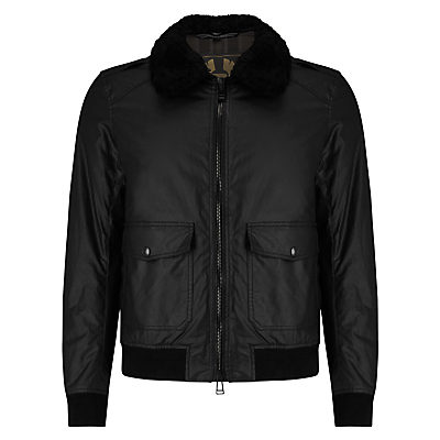 Belstaff Mortimer Waxed Water-Repellent Shearling Blouson Jacket, Black Belstaff Mortimer Waxed Water-Repellent Shearling Blouson Jacket, Black